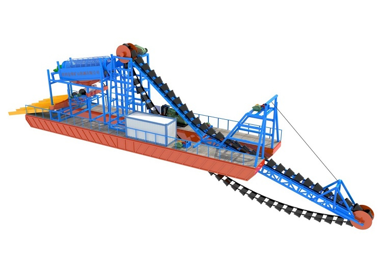 挖斗式淘金船效果图